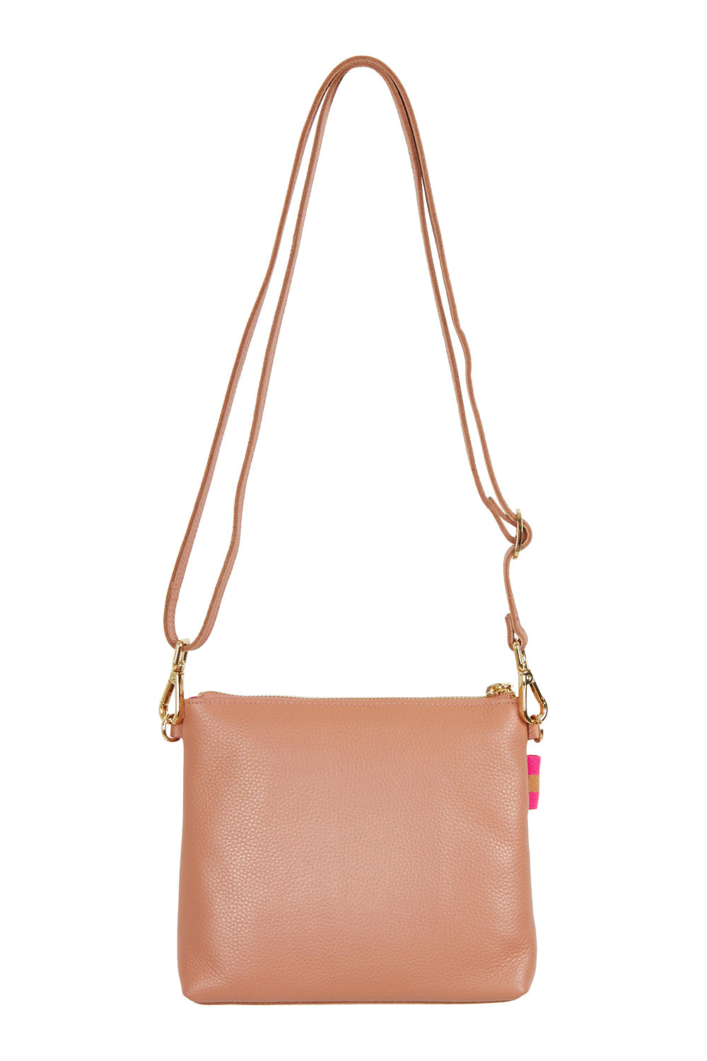 Product shot of the Alexis Leather Crossbody in colour Rosette (Pink), from the back