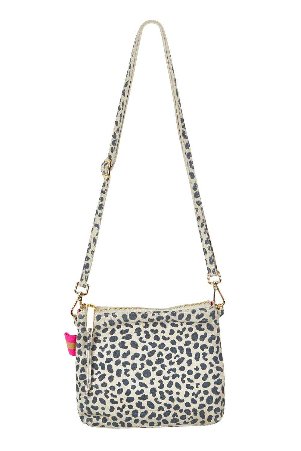 Product shot of the Alexis Leather Crossbody in colour Spotsuede, from the front