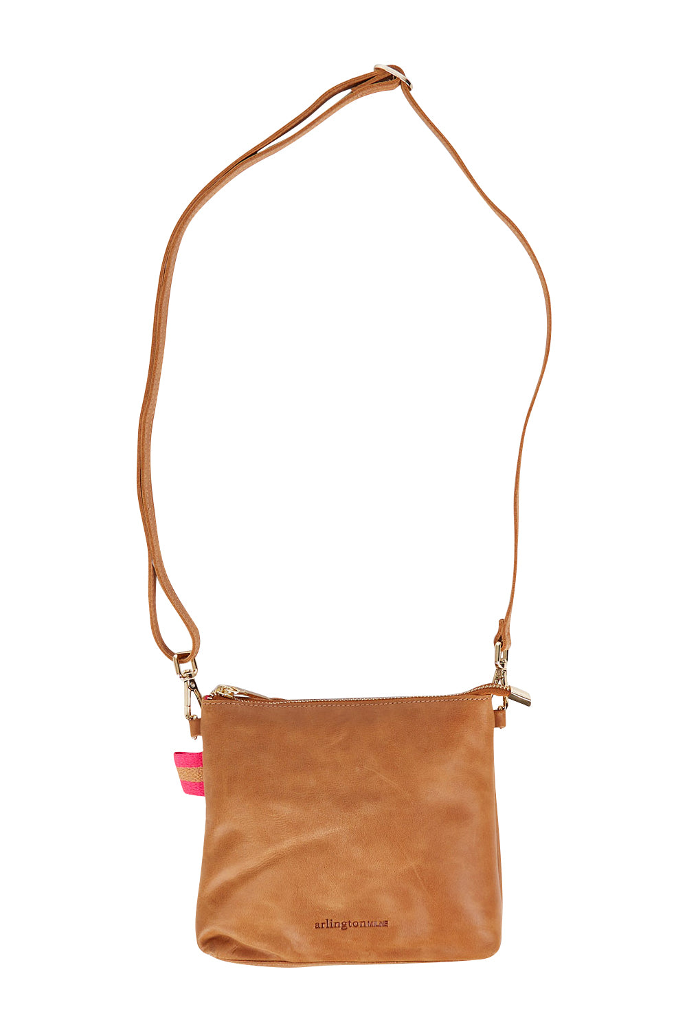 Product shot of the Alexis Leather Crossbody in colour Vintagetan, from the front