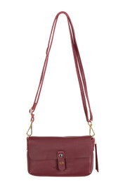 Product shot of the Paige Leather Wallet in colour Burgandy (Red), detail