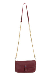 Product shot of the Paige Leather Wallet in colour Burgandy (Red), from the front