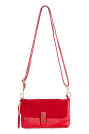 Product shot of the Paige Leather Wallet in colour Red (Red), detail