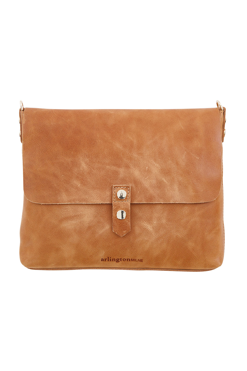 Product shot of the Paige Crossbody Bag in colour Vintagetan, from the front