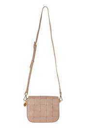 Product shot of the Clara Weave Leather Crossbody in colour Fawn, from the back