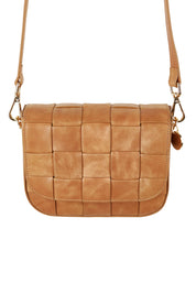 Product shot of the Clara Weave Leather Crossbody in colour Vinagetan, detail