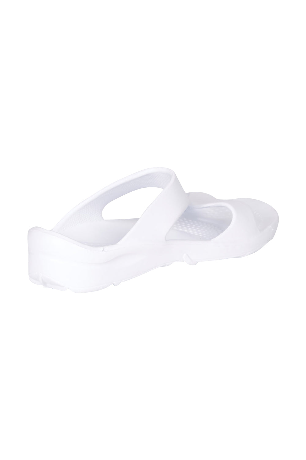 Product shot of the Indy 2.5 Orthotic Support Slides in colour White (White), from the back