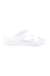 Product shot of the Indy Orthotic Support Slides in colour White (White), from the front