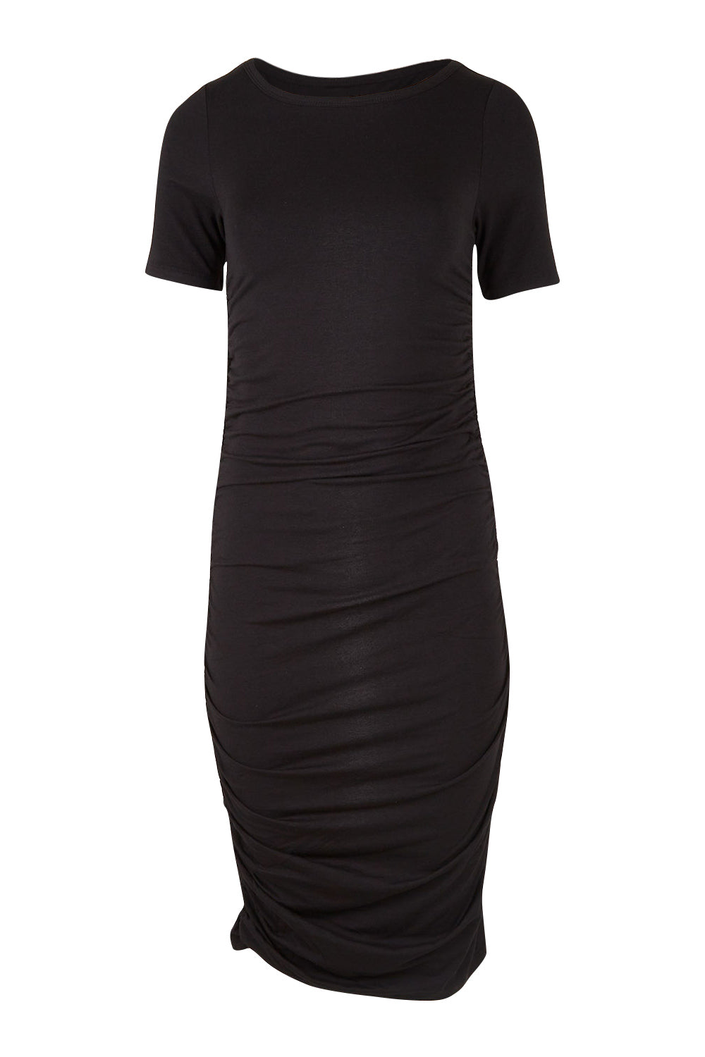 Product shot of the Jasper Ruched Dress in colour Black (Black), from the back
