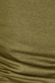 Product shot of the Jasper Ruched Dress in colour Darkolive (Green), detail