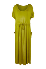Product shot of the Mila Maxi Dress in colour Cardamom (Green), from the front