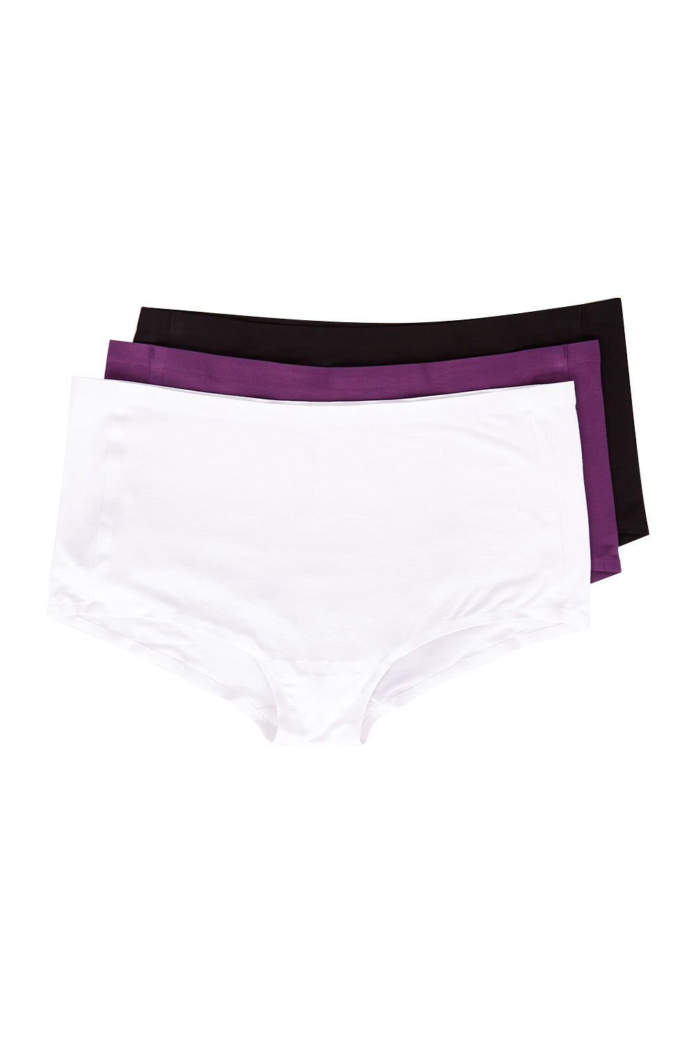 Product shot of the Bamboo Full Brief 3 Pack in colour BWP (Black), from the front