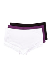 Product shot of the Bamboo Full Brief 3 Pack in colour BWP (Black), from the front
