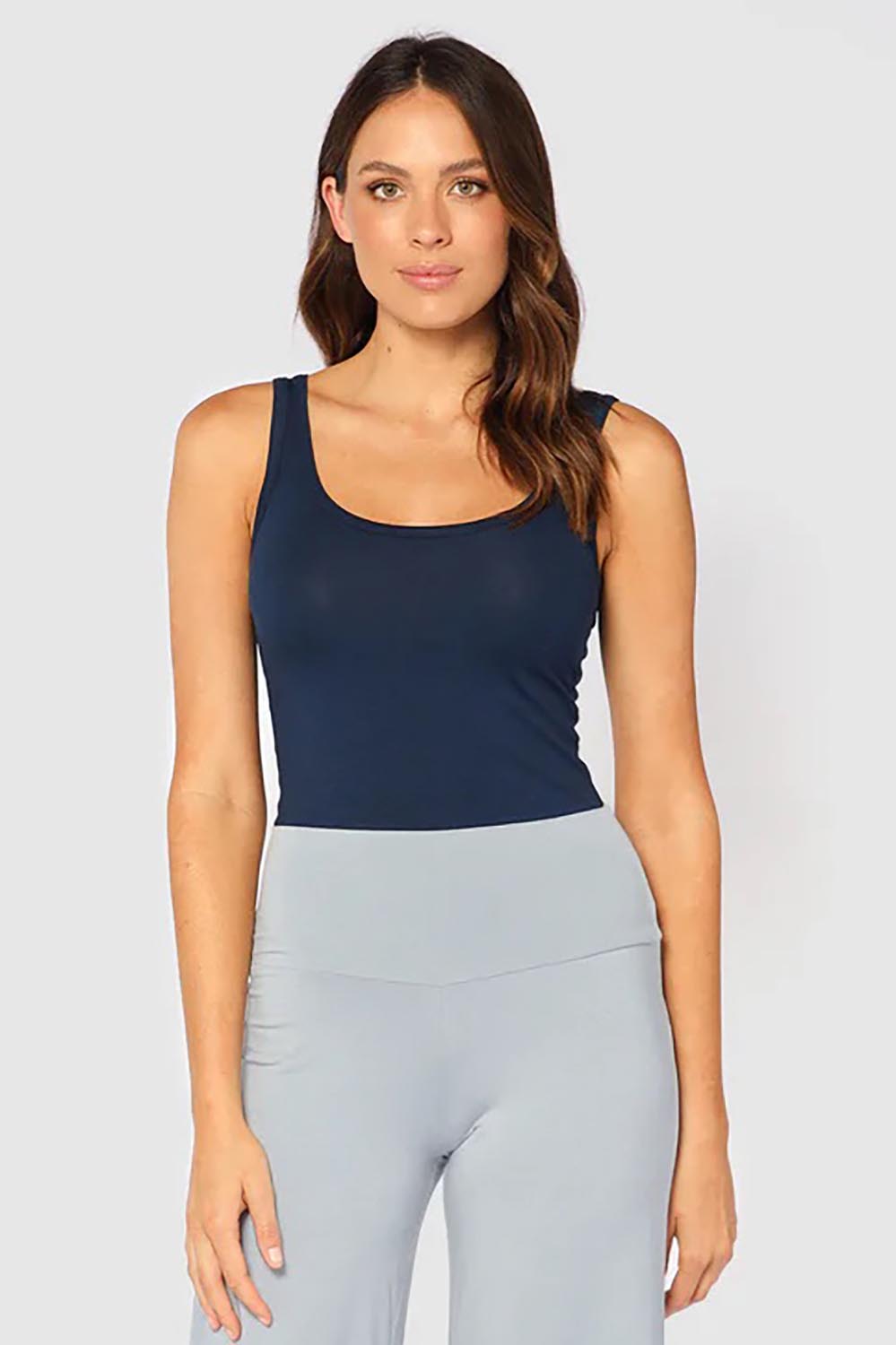 Bamboo Scoop Singlet - Navy