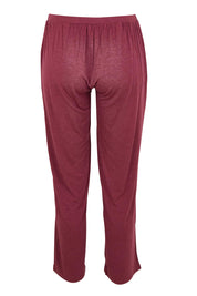 Product shot of the Relax PJ Long Bamboo Pants in colour Burgundy (Red), from the back