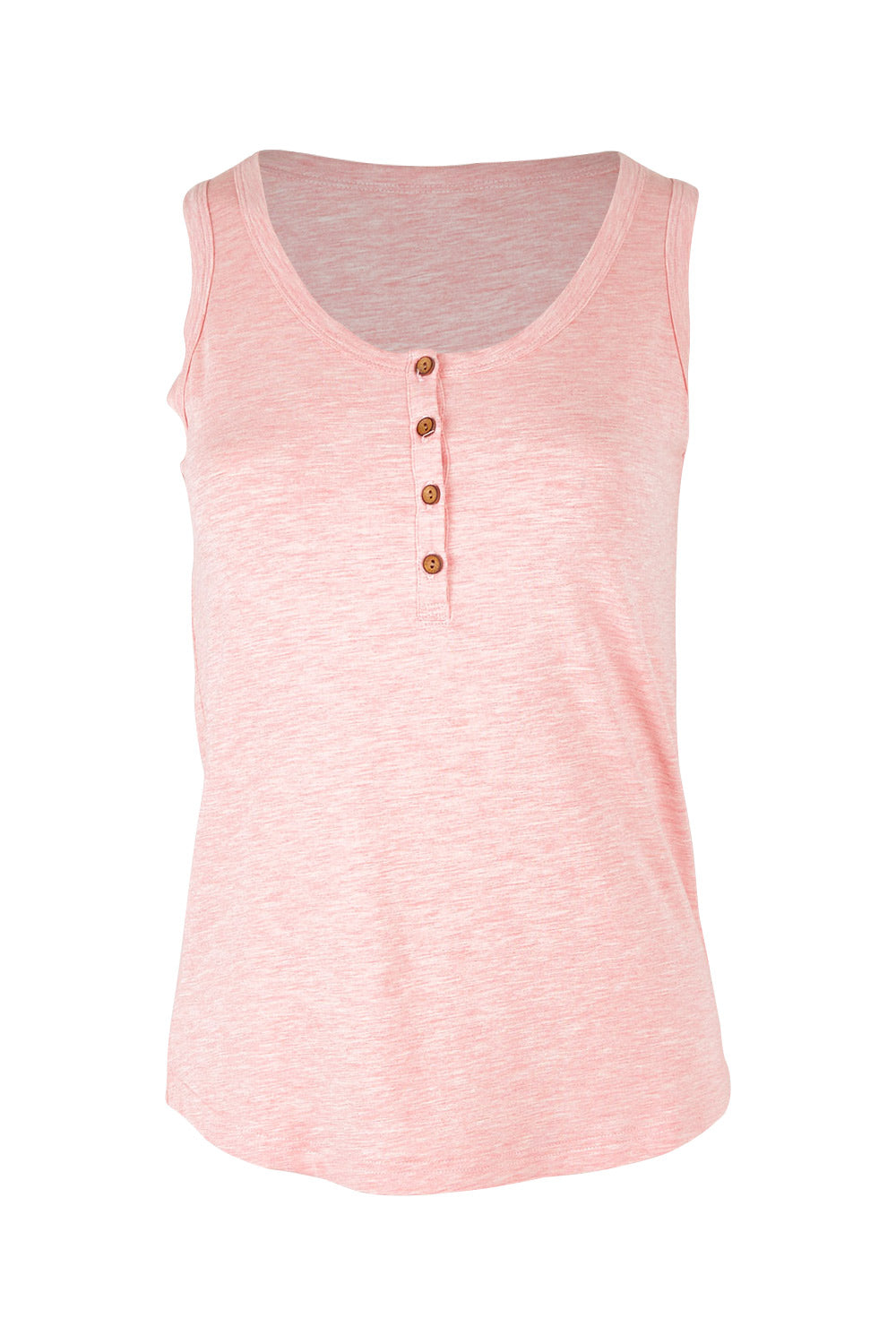 Product shot of the Henley Bamboo Singlet in colour Rose (Pink), from the front