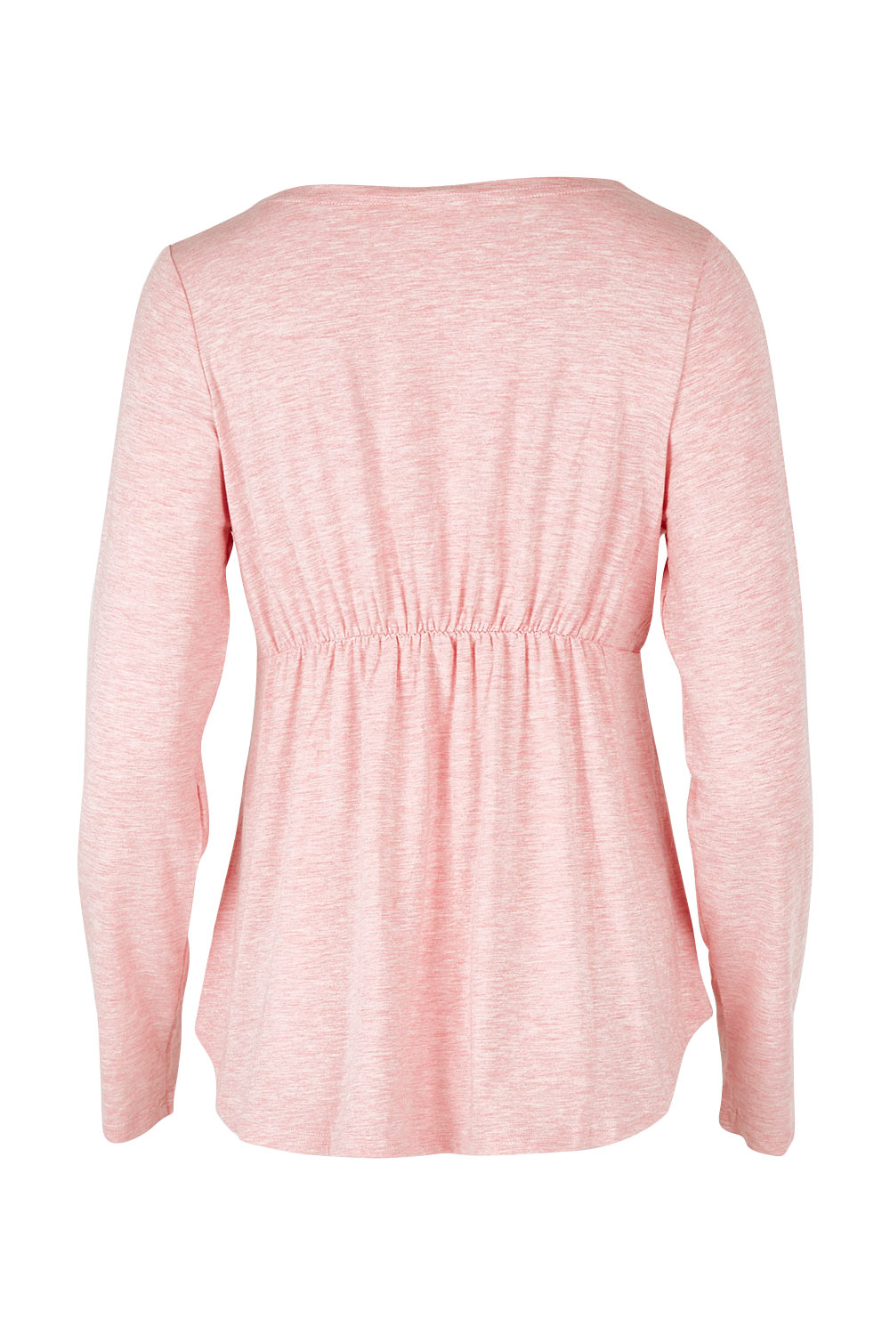 Product shot of the Long Sleeve Cross Front PJ Top in colour Rose (Pink), from the back