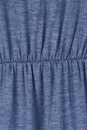 Product shot of the Long Sleeve Cross Front PJ Top in colour Twilight (Blue), detail