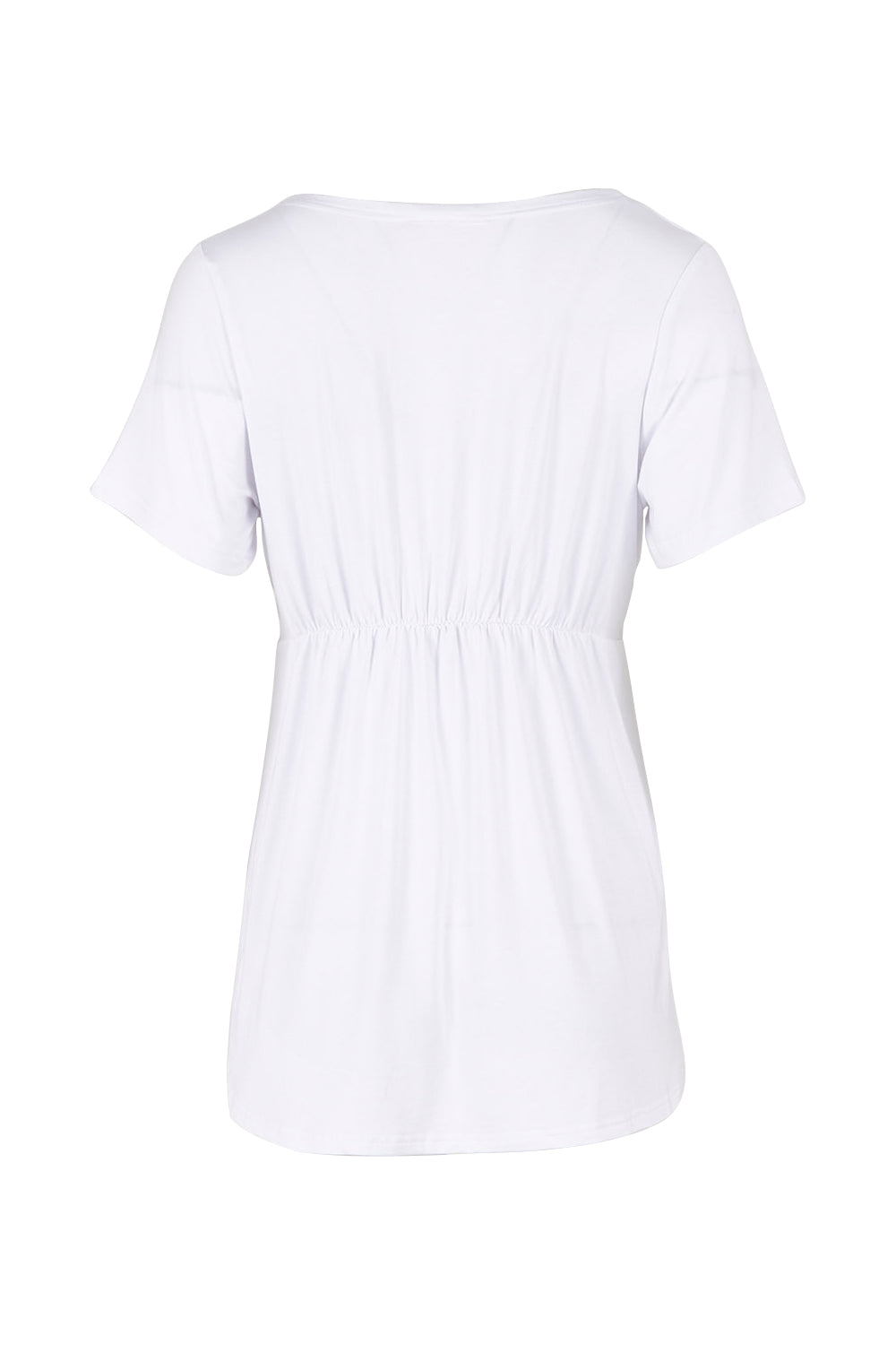 Product shot of the Short Sleeve Cross Front PJ Top in colour White (White), from the back