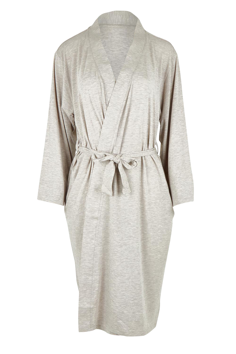 Product shot of the Bamboo Robe in colour Oatmeal, from the front