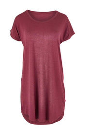 Product shot of the Bamboo Nightie in colour Burgundy (Red), from the front