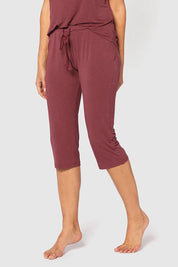 3/4 Bamboo PJ Pant - Burgundy