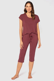3/4 Bamboo PJ Pant - Burgundy