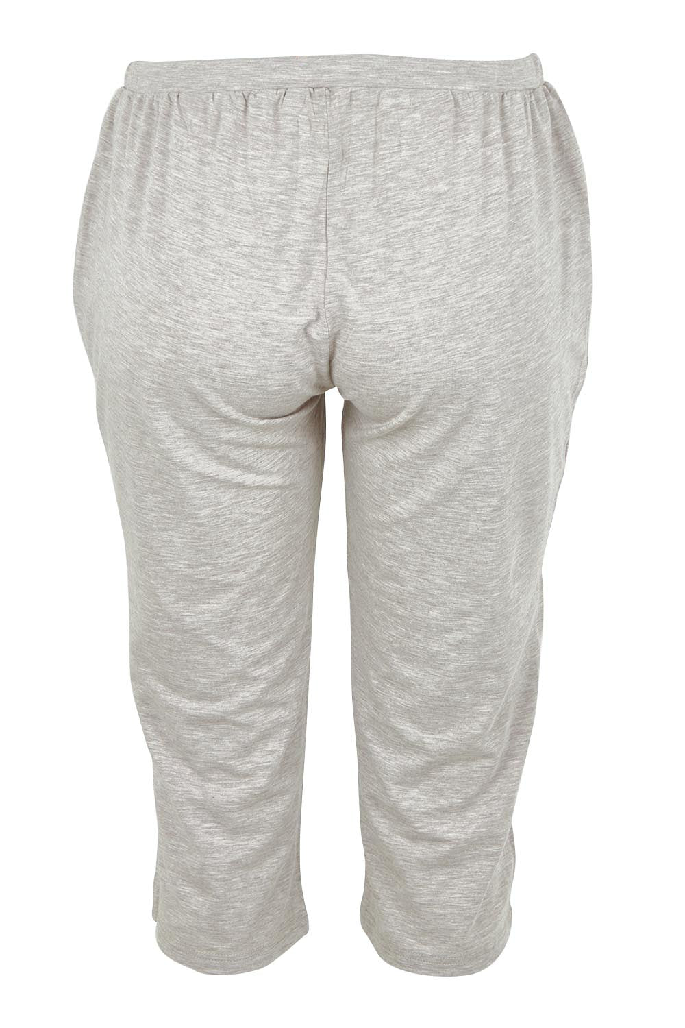 Product shot of the 3/4 Bamboo PJ Pant in colour Oatmeal, from the back