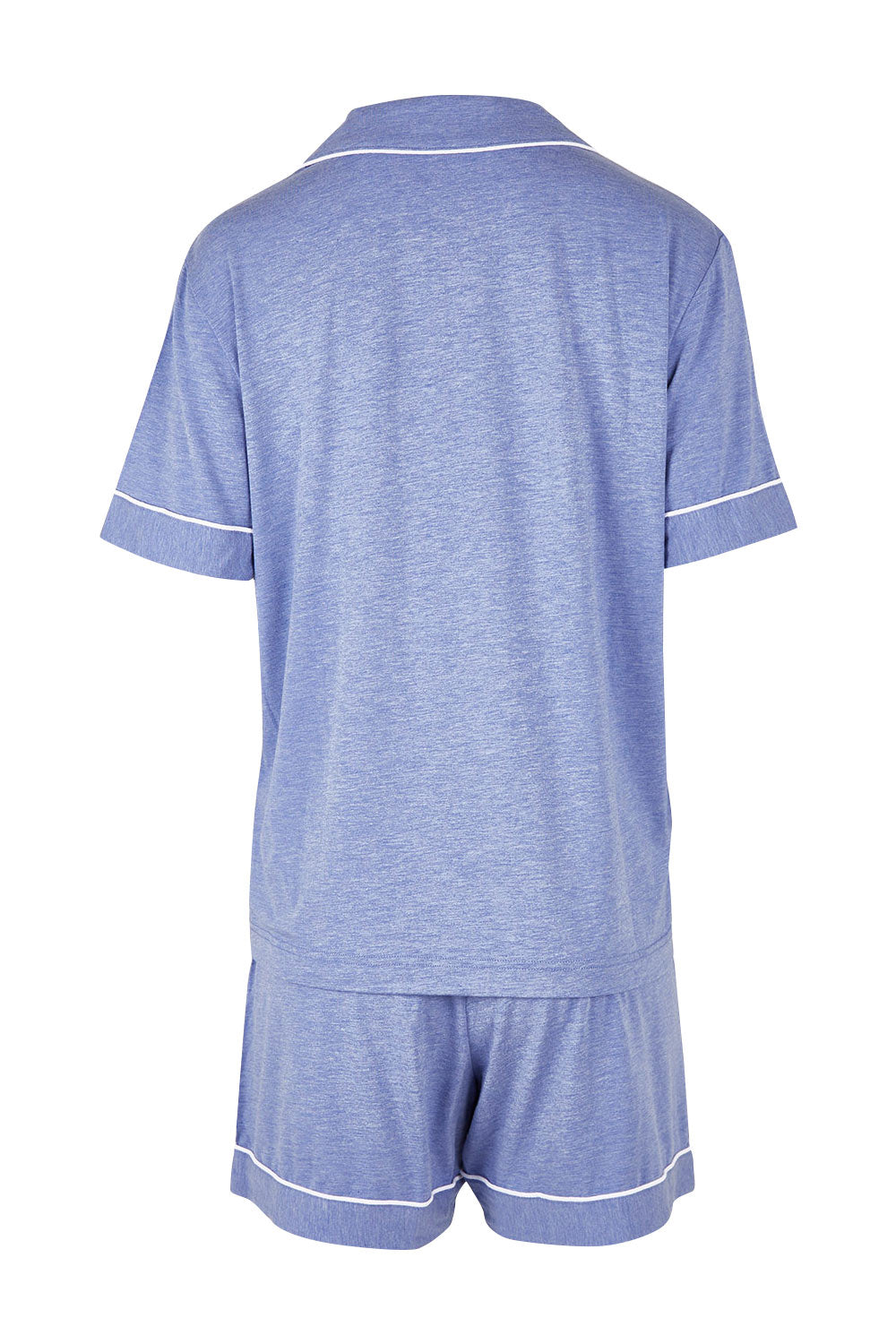 Product shot of the Bamboo PJ Set in colour Lavender (Blue), from the back