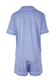 Product shot of the Bamboo PJ Set in colour Lavender (Blue), from the back