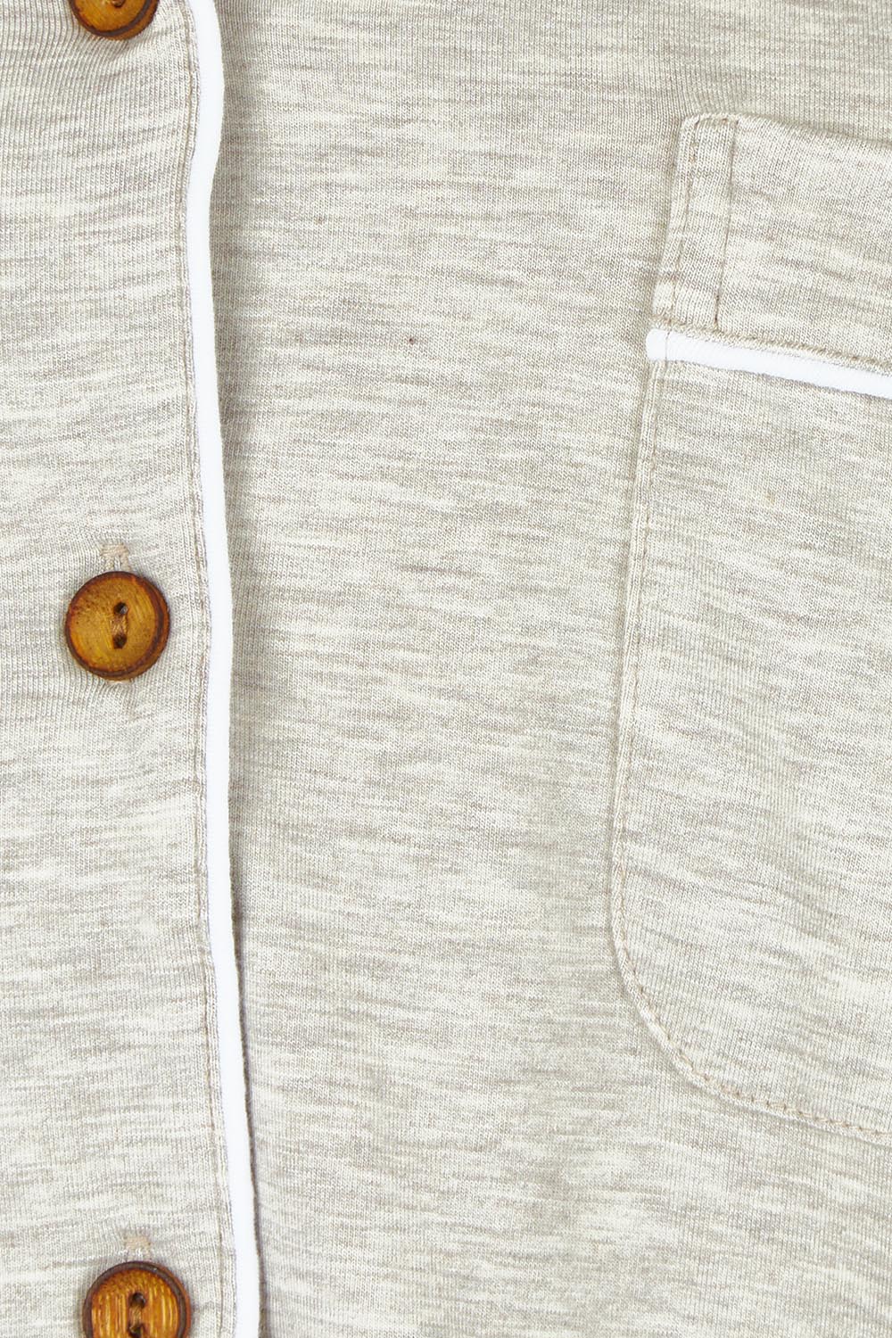 Product shot of the Bamboo PJ Set in colour Oatmeal, detail