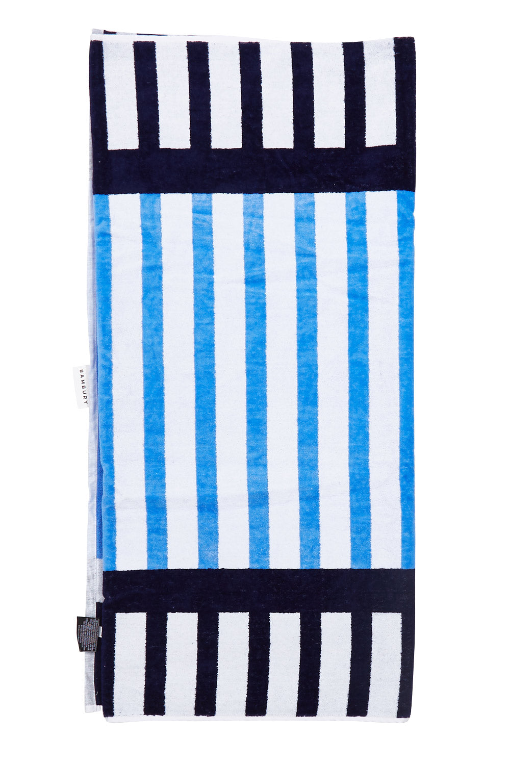 Product shot of the Egyptian Cotton Beach Towel in colour Coastline (Blue), from the front