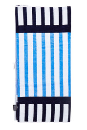 Product shot of the Egyptian Cotton Beach Towel in colour Coastline (Blue), from the front