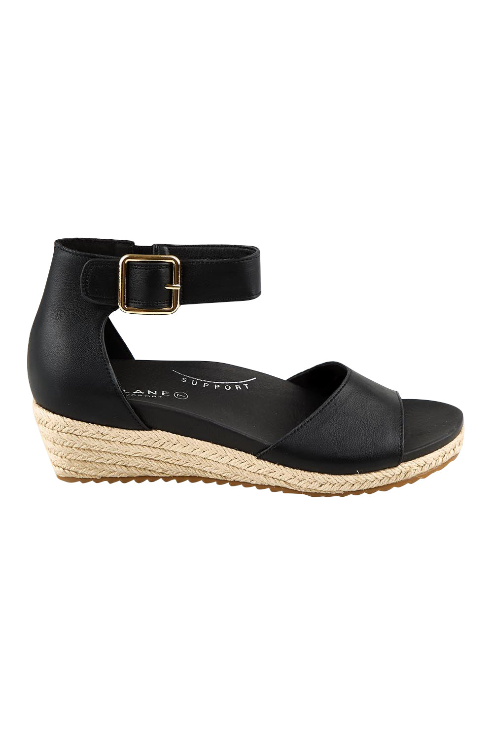 Product shot of the Olivia Espadrille Heel - Black in colour Black, from the front