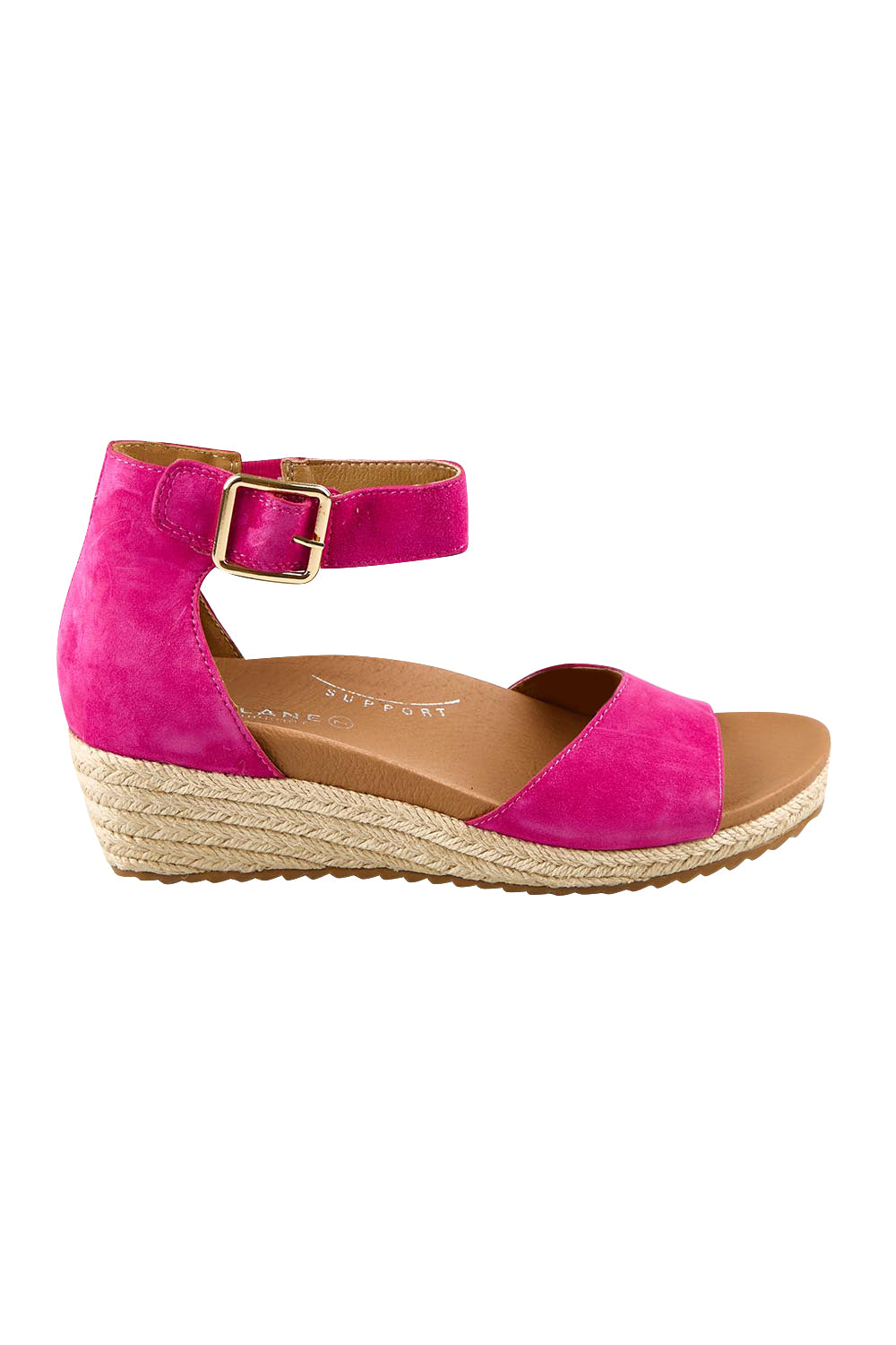 Product shot of the Olivia Espadrille Heel - Fushiasuede in colour Fushiasuede, from the front