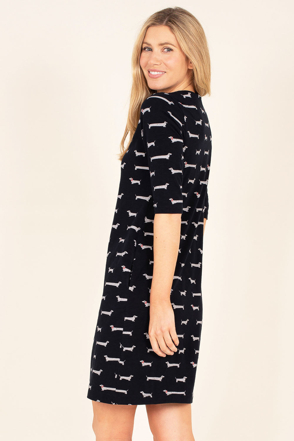 Preloved Sausage Dog 3/4 Sleeve Dress - Multi