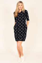Preloved Sausage Dog 3/4 Sleeve Dress - Multi