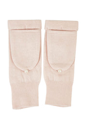 Product shot of the Upcycled Cashmere Hooded Fingerless Gloves in colour Babypink (Pink), from the front