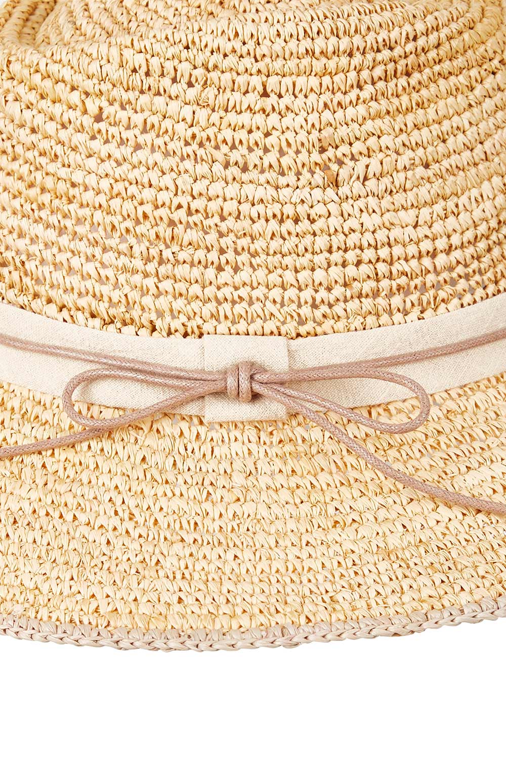 Product shot of the Asta Wide Brim Fedora in colour Natural, detail