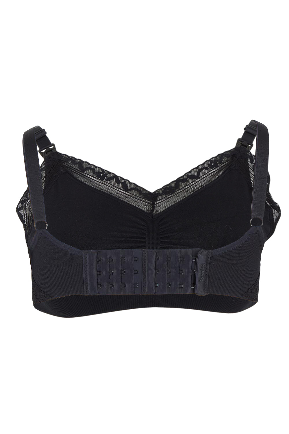 Product shot of the Nurture Maternity & Nursing Bra in colour Black (Black), from the back