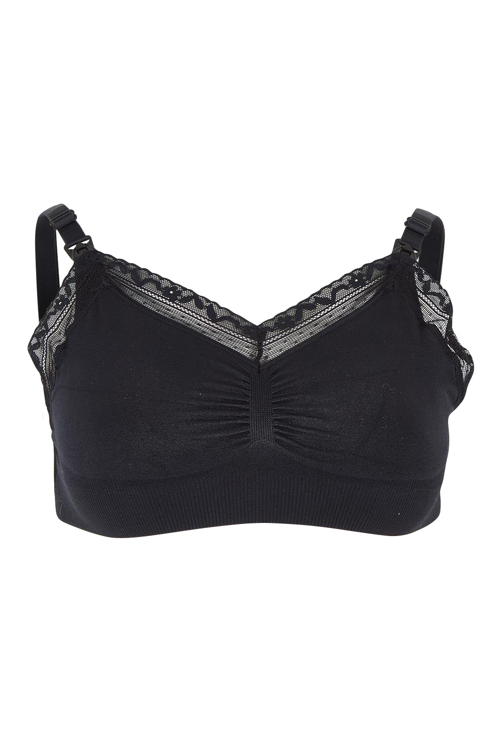 Product shot of the Nurture Maternity & Nursing Bra in colour Black (Black), from the front