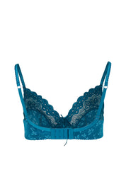Product shot of the Yvette Underwire Bra in colour Bluecoral (Blue), from the back
