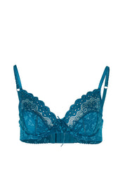 Product shot of the Yvette Underwire Bra in colour Bluecoral (Blue), from the front