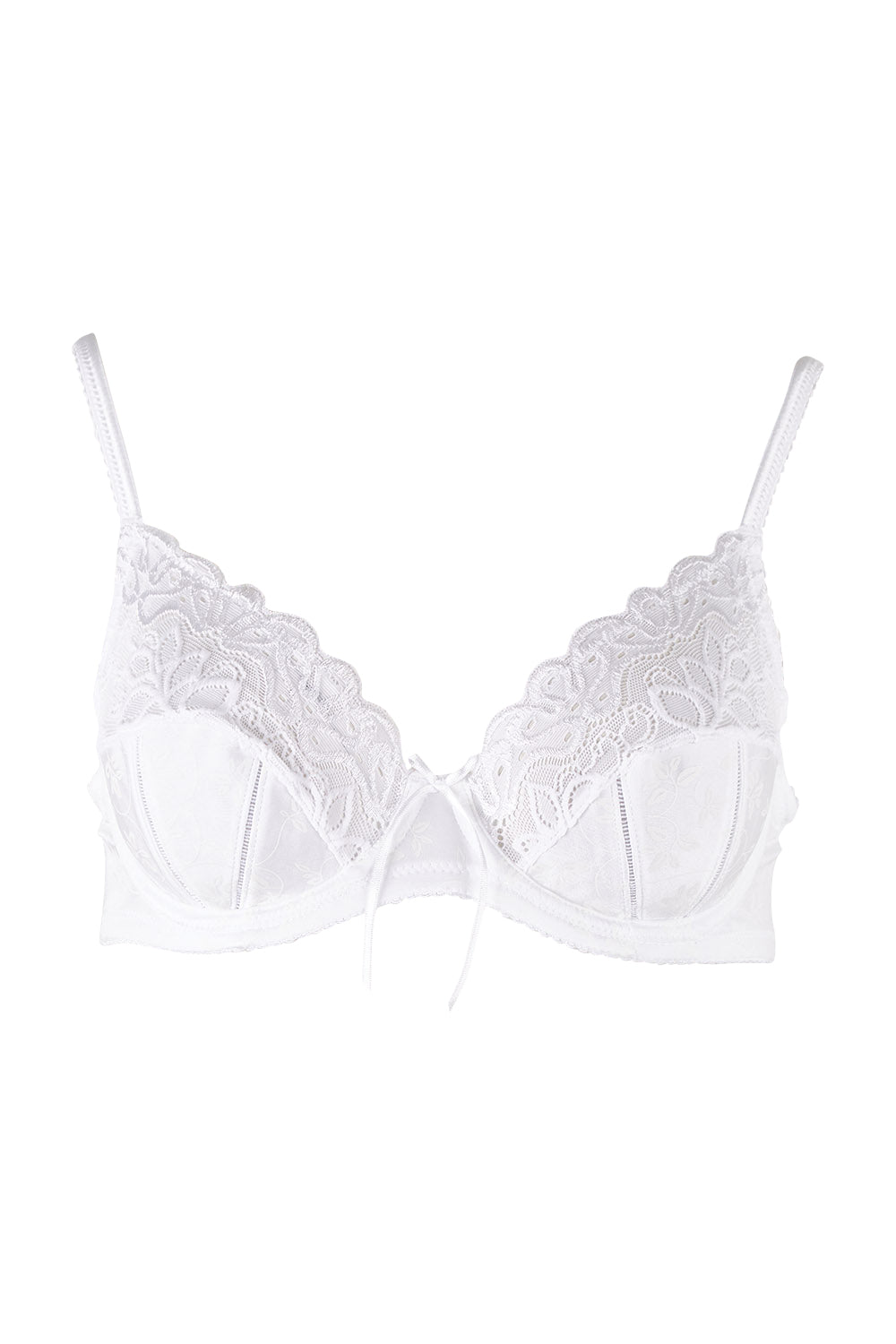Product shot of the Yvette Underwire Bra in colour White (White), from the front