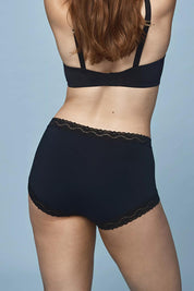 Model Genericm wearing size sample of the Marais Cotton Full Brief - Black in colour Black, from an angle