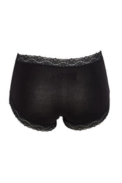 Product shot of the Marais Cotton Full Brief - Black in colour Black, from the back