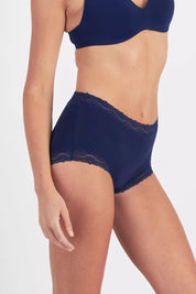 Model Genericm wearing size sample of the Marais Cotton Full Brief - Darksapphire in colour Darksapphire, from an angle