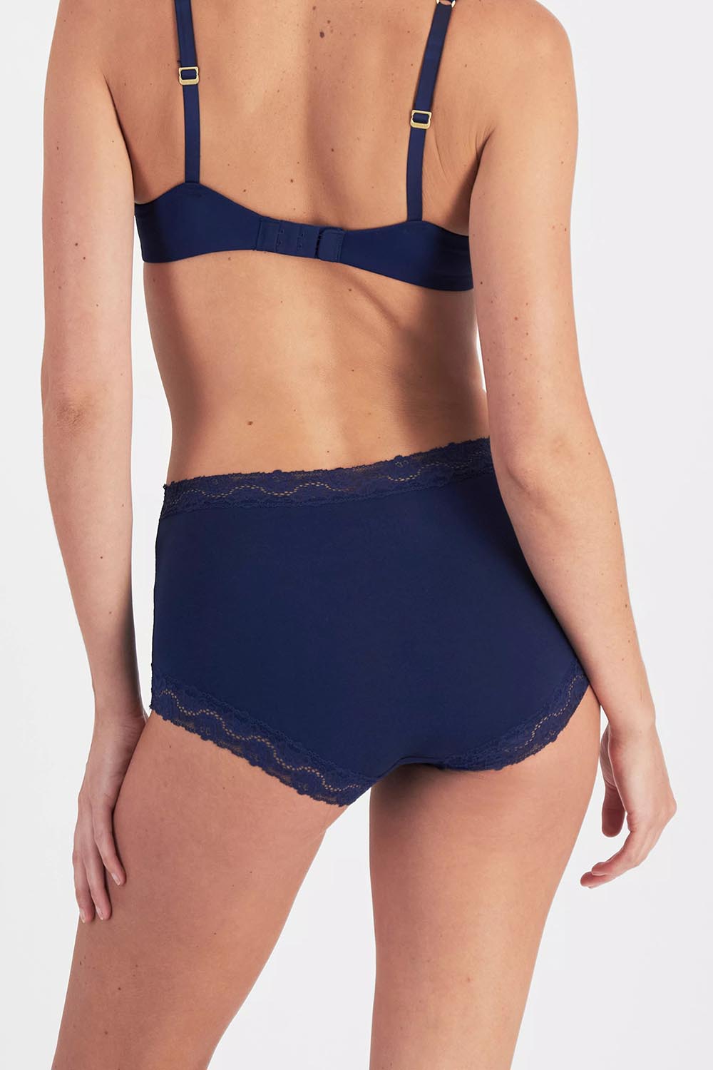 Model Genericm wearing size sample of the Marais Cotton Full Brief - Darksapphire in colour Darksapphire, from the back