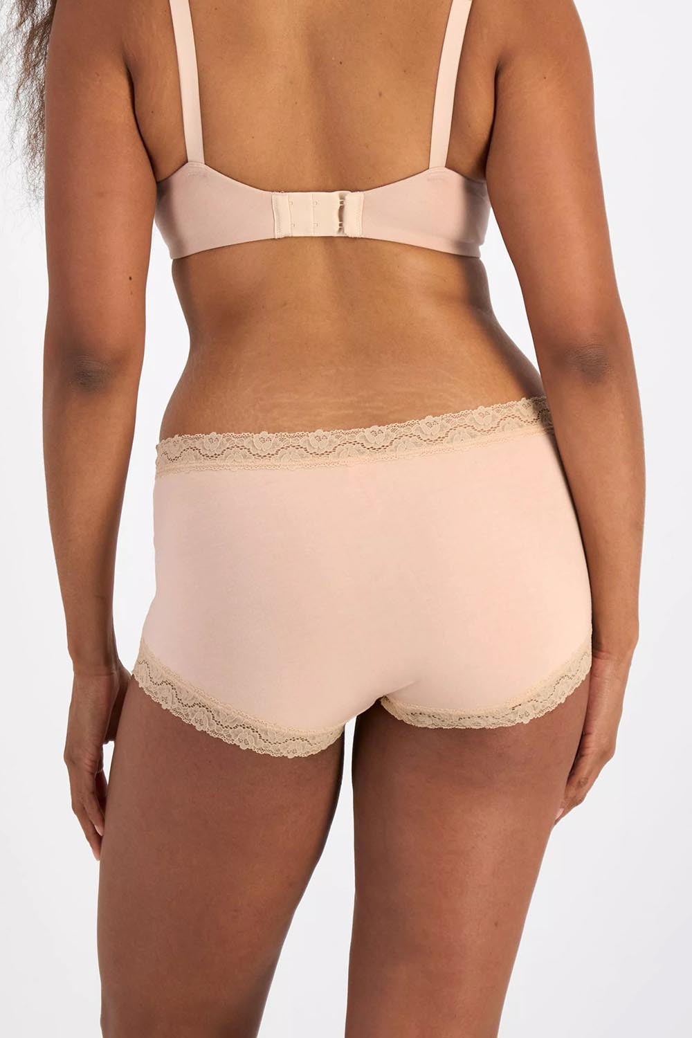 Model Genericm wearing size sample of the Marais Cotton Full Brief - Nudeppn in colour Nudeppn, from the back