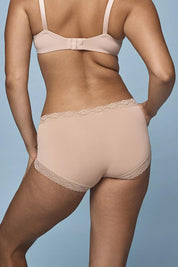 Model Genericm wearing size sample of the Marais Cotton Full Brief - Nudeppn in colour Nudeppn, from the back