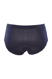 Product shot of the Barely There Lace Full Brief in colour Navy (Blue), from the back
